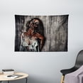 thumbnail image 1 of Zombie Decor Tapestry, Angry Dead Woman Sacrifice Fantasy Mystic Night Halloween Image, Wall Hanging for Bedroom Living Room Dorm Decor, 60W X 40L Inches, Dark Taupe Peach Red, by Ambesonne, 1 of 2