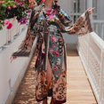 thumbnail image 2 of Women Beach Swimsuit Cover Up Boho Floral Printed Open Front Kimono Cardigan Lon, 2 of 4