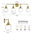 thumbnail image 5 of Bathroom Vanity Light 4-Lights Bathroom Lighting Fixtures Over Brushed Gold Wall Sconces with Frosted Globe Glass for Hallway Restroom, 5 of 8