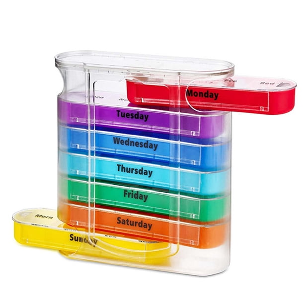 Pastillero De 7 Días Pastillas Portátiles Tipo De Cajón De Almacenamiento Con 28 Rejillas Estuche Dispensador De Tabletas De Medicina Estuche De Almacenamiento De Medicina Desmontable A Prueba Minnieouse HA021607-00