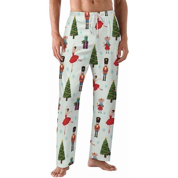 PRIYAL Pajamas Pants For Men Christmas Tree Ribbon Bows Pajama Bottoms Sleepwear Pj Pants
