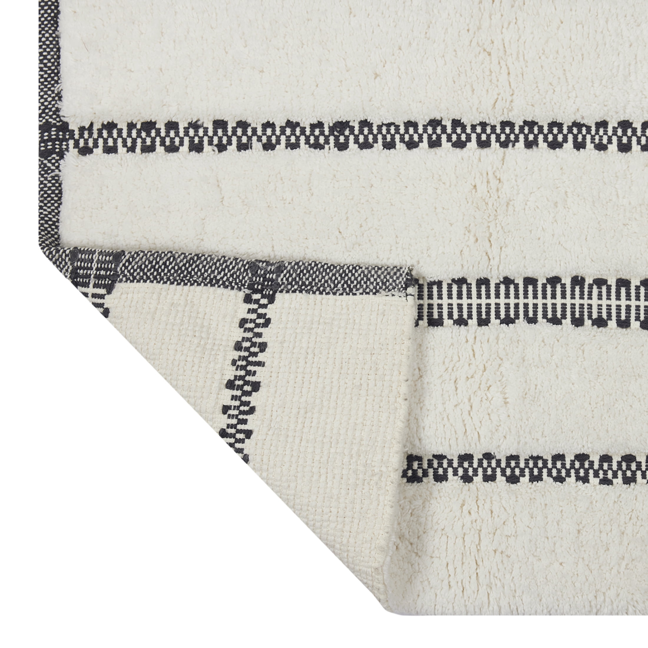 Better Homes & Gardens Atlas Stripe Bath Runner Rug, Grey Shadow & Vanilla Dream, 24" x 60"