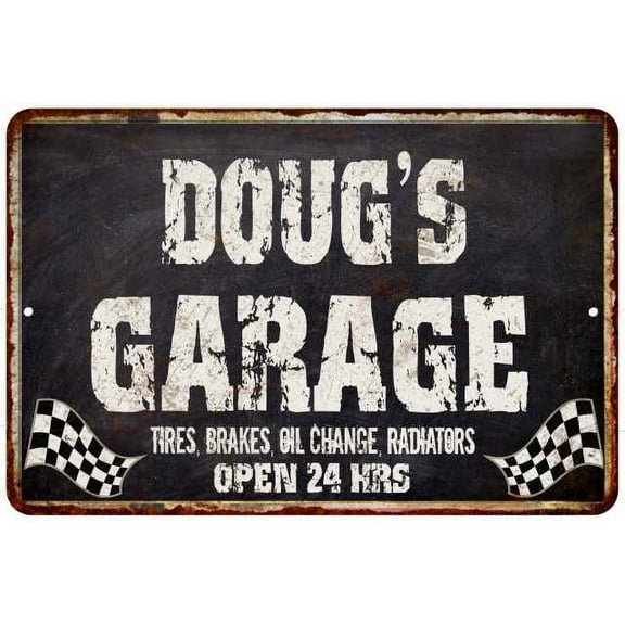 DOUG'S Garage Black Grunge Sign 8x12 Decor Gift 208120005052