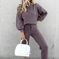 thumbnail image 3 of TUOBARR 2023 Fall Savings Clearance! Two Piece Sets for Women,Women's Two Piece Outfit Long Sleeve Crewneck Pullover Tops And Long Pants Tracksuit Bronze 6, 3 of 5