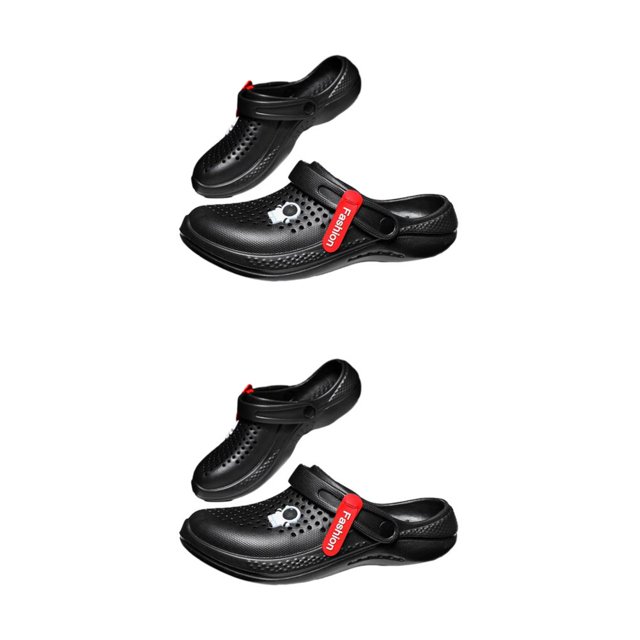 Sonducket Sandalias para hombre y mujer, zapatos de agua informales y ligeros de verano, suela de EVA, zuecos con agujeros, zapatillas para Negro cuarenta y cinco 2Conjunto