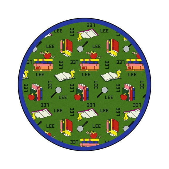 Joy Carpets 1564E-02 Kid Essentials Bookworm Language & Literacy Round Rugs  02 Green - 7 ft. 7 in.