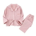 thumbnail image 2 of AJIWYH Kids Girls Boys Pajamas Set PJ'S Long Sleeve Button Down Winter Warm Sleepwear Loungewear Pajamas for Girls Pink,3-4 Years, 2 of 4