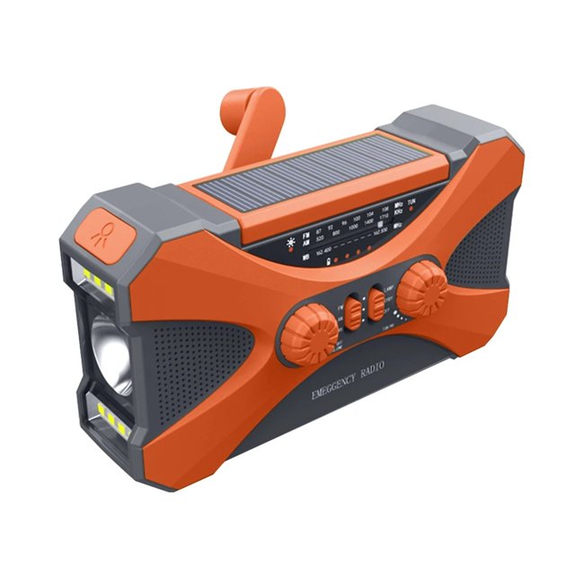 Emergency Flashlight Torch 10000mAh Power Bank Multifunctional Radio Hand Crank Solar USB Charging FM AM WB NOAA Weather Radio ,Handy Bright