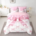thumbnail image 2 of jejeloiu Cute Bow Tie 7-Piece Twin Bedding Sets,Pink Bowknot Pattern Bedding Comforter Set For Kids Reversible, 2 of 8