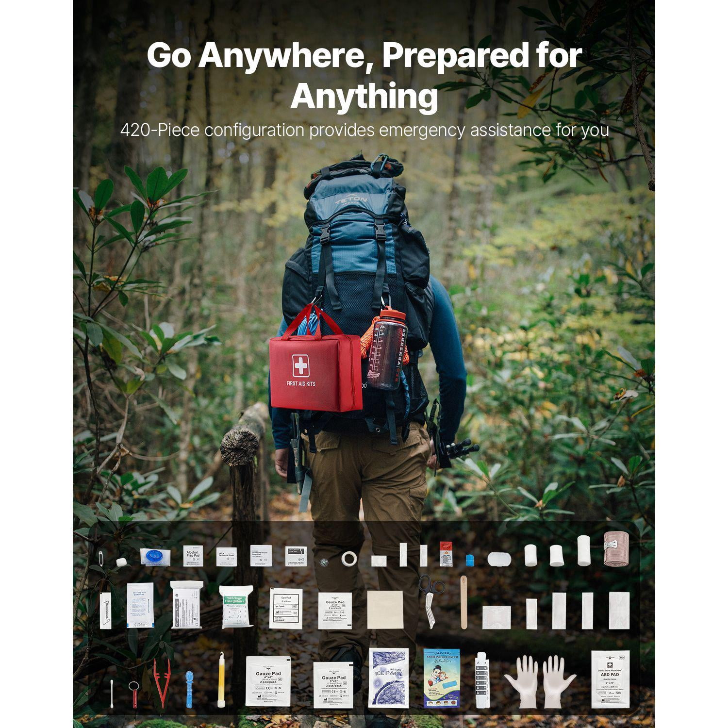 420 Piece 600D Nylon Large Survival First Aid Kit Emergency Medical Supplies for Home Car Office Travel Camping Truck Hiking Sports Vehicle Outdoor