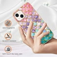 thumbnail image 3 of Feishell for iPhone 15 Case, [Raised Lip Screen Drop Protection] Marble Shockproof Protective Slim Glossy Stylish TPU Durable Phone Cover For iPhone 15, Colorful Scales, 3 of 5
