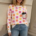 thumbnail image 2 of Bovemsi Womens Sweaters Cozy Autumn New Round Neck Knitted Long Sleeve Sweater Women's Print Warm Comfortable Fit Business Casual Sweaters, 2 of 9