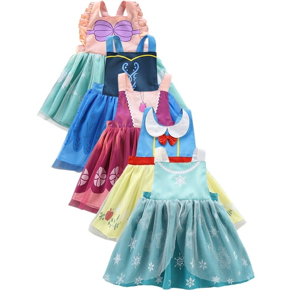 ATAIKU 1-4T Snow Princess Dress Up Aprons Dress for Toddler Baby Girls, Waterproof Mess Play Clothes Halloween Gift 1PCS