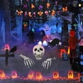 thumbnail image 3 of Halloween Decorations Outdoor 4pcs Realistic Skeleton Groundbreakers with Skull Arms Stakes Crow  Scary Halloween Decor for Graveyard Lawn, 3 of 6