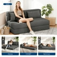 thumbnail image 3 of 80" Folding Sofa Bed Sleeper Chair - Single Size Convertible Futon Couch with Pillow & Foldable Mattress, Modern Linen Fabric for Small Space, Living Room, Dorm, 3 of 14