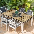 thumbnail image 2 of Vintage Geometric Table Cloths for 4 Foot Rectangle Tables, Green Brown Abstract Plaid Checkered Patio Waterproof Elastic Fitted Tablecloths, Washable Rectangular Table Cover for Camping, 2 of 8