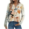 thumbnail image 2 of Qepwsc Tops for Women Long Sleeve Tops Casual Shirts Floral Print Going Out Top Tunic Shirts Quarter Button Front Top Basic Tees Graphic Blouses Tops Shirts Loose Fits Sweatshirt for Women, 2 of 5