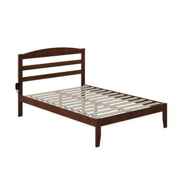 AFI Warren Solid Wood Traditional Full Bed with USB Charger in Walnut