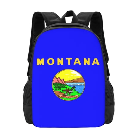 DouZhe Lightweight Backpack, Montana State Seal Flag Prints Travel Outdoor Hiking Bag School Bookbag Casual Daypack Backpacks for Women Men