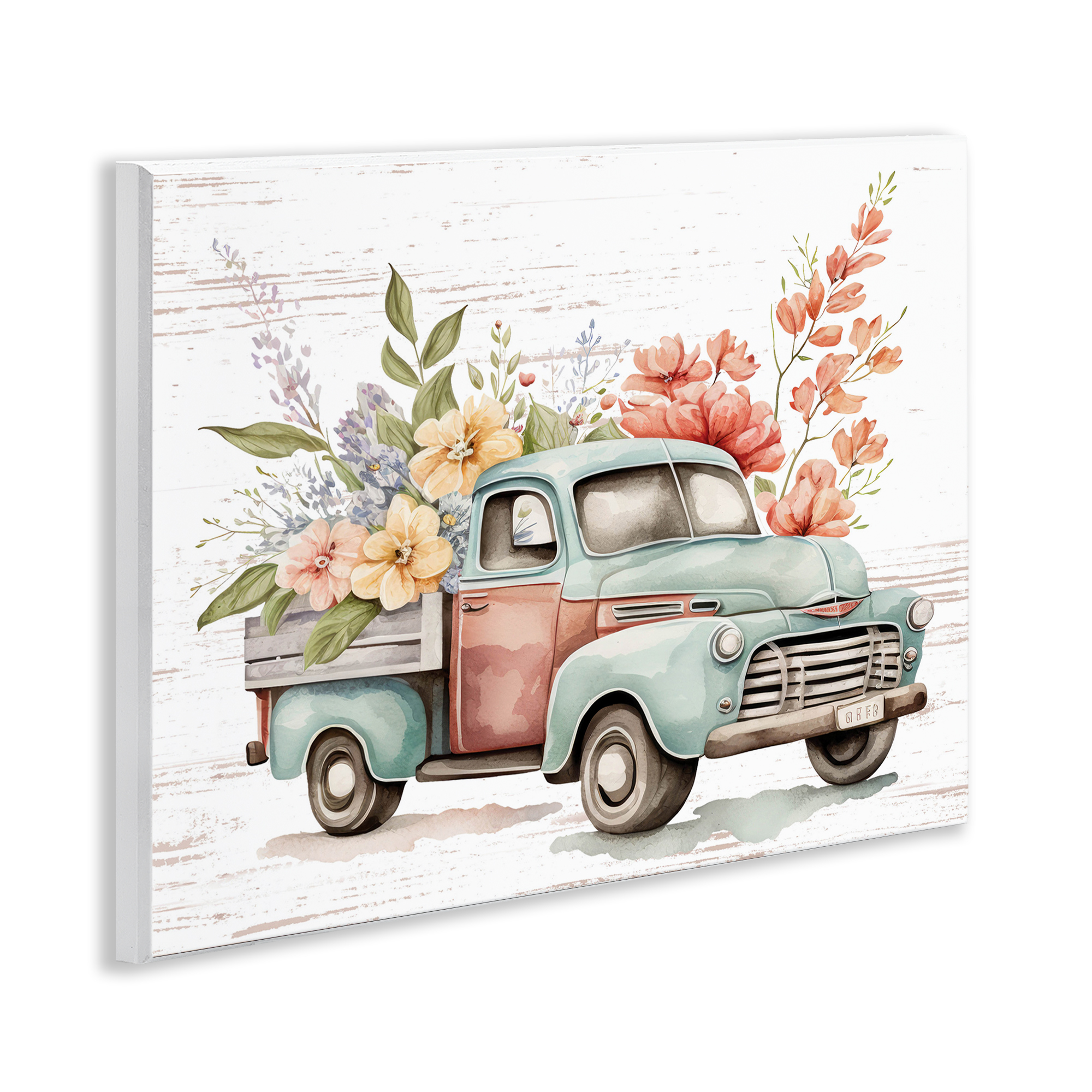 Stupell Industries Flower Blossom Truck Transportation Painting Unframed Art Print Wall Art, 14 x 11