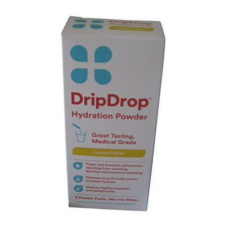 4 Pack Drip Drop Hydration Powder Lemon Flavor 1 Box 8 Packets