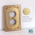 thumbnail image 2 of Rio Salto Palazzo Collection Brushed Brass Gold Duplex Outlet Cover  1-Gang Decorative Baroque Wall Plate, Midsize 3.13 x 5 in Metal Outlet Cover with Matching Screws 4-Pack, 2 of 9