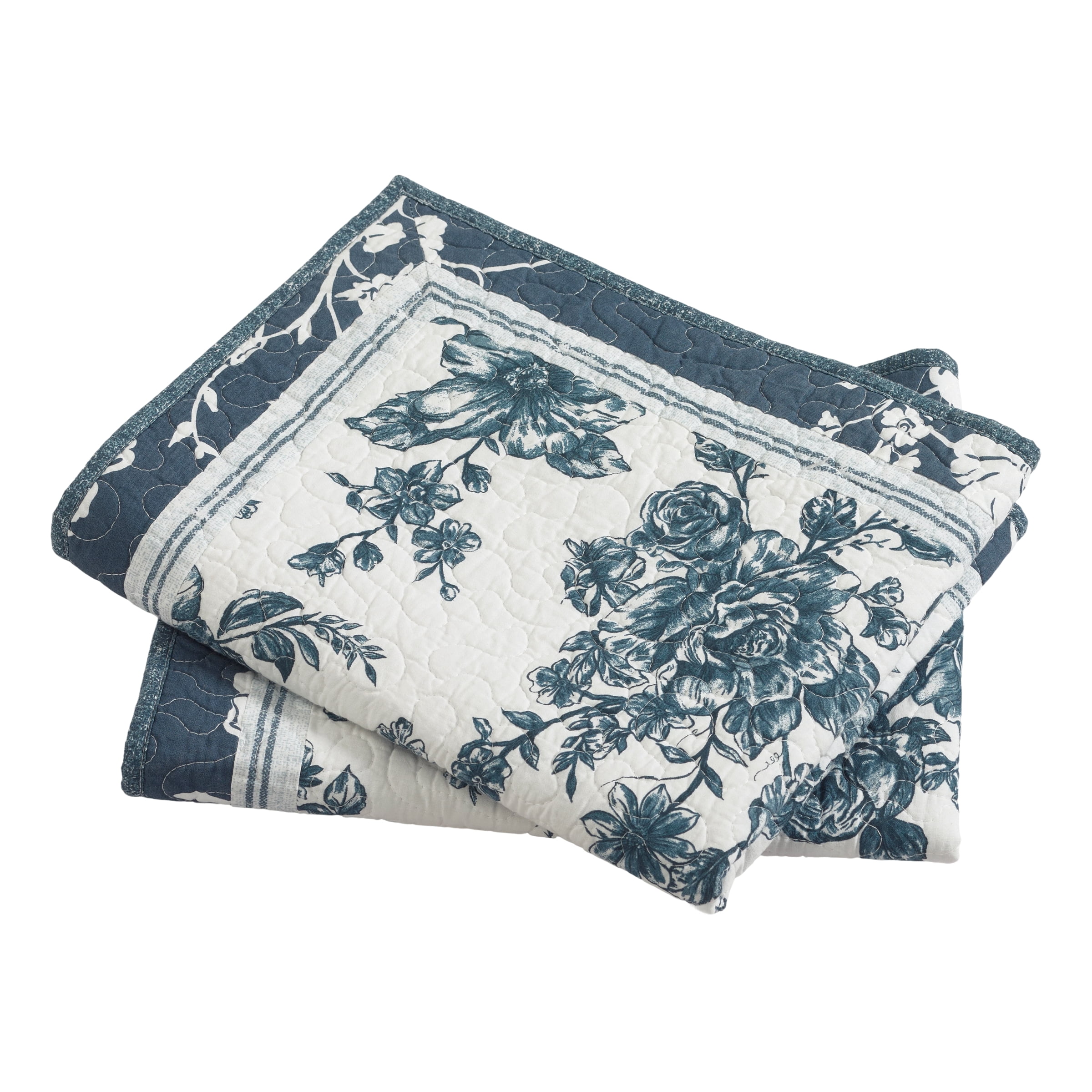 The Pioneer Woman Avery Cotton Patchwork Pillow Shams, Standard, Blue Dust, 2 Pack