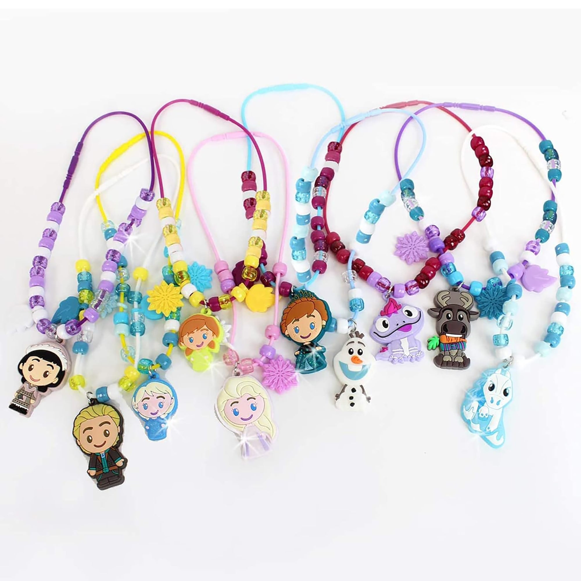 Tara Toy: Deluxe Sparkling Necklace Activity Set - Disney Frozen 2 - 520pc, DIY Jewelry Craft Kit, Create 10 Character Charm & Bead Necklaces, Kids 3+