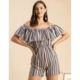 thumbnail image 2 of Moomaya Chic Printed Georgette Off Shoulder Jumpsuit - Trendy Women's Romper, 2 of 9
