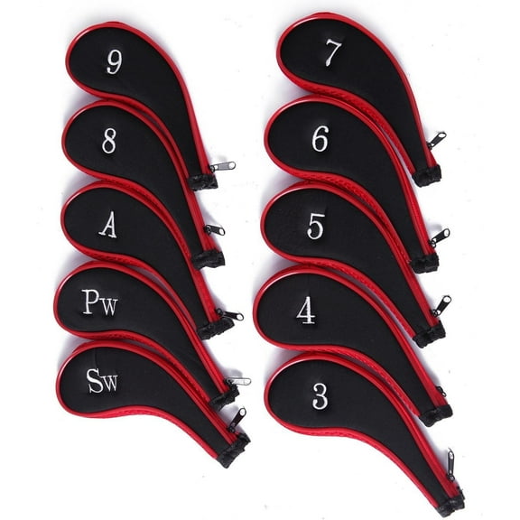 Golf Long Neck Neoprene Durable Zippered Zipper Iron Head Covers Headcovers 3-SW (Pack of 10)