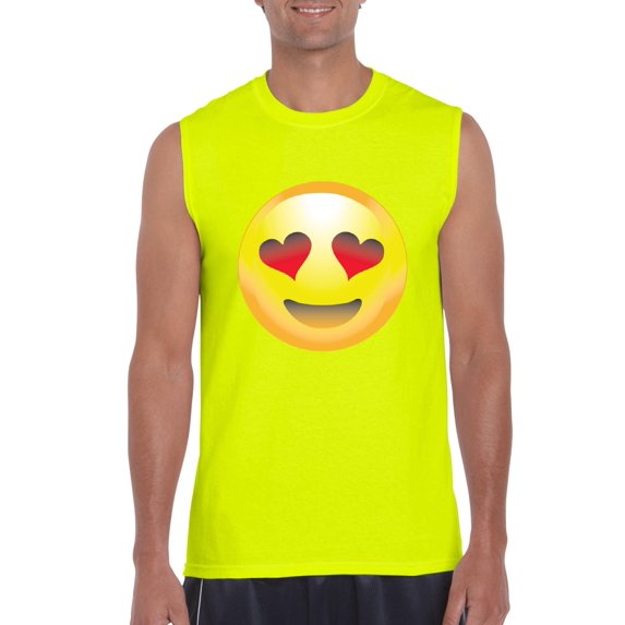 Mens Emoji Heart-Shaped Eyes Ultra Cotton Sleeveless T-Shirt