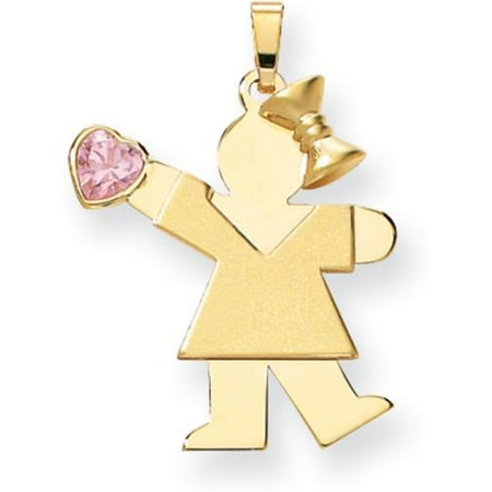 14K Gold The Kids October CZ Birthstone Girl Charm
