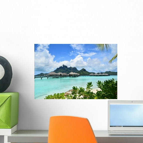 Overwater Bungalow Bora Bora Wall Mural by Wallmonkeys Peel and Stick Graphic (18 in W x 12 in H) WM265714