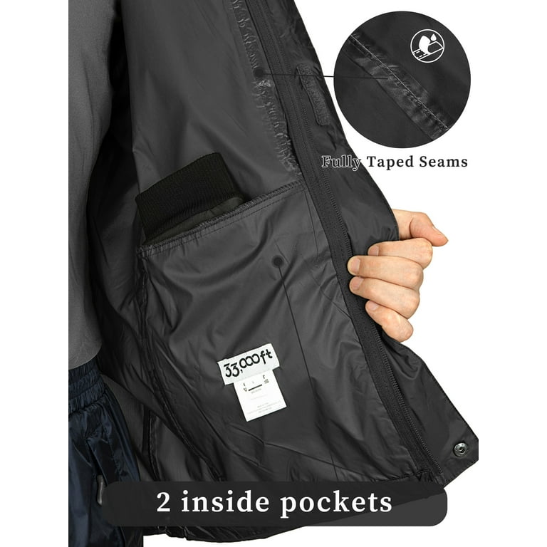 33,000ft Men's Packable Rain Jacket Hooded Lightweight Waterproof Rain  Shell Jacket Raincoat for Hiking Golf Cycling