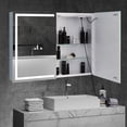 thumbnail image 2 of Lighted Medicine Cabinet with Mirror & LED Light for Bathroom, Wall Mounted Aluminum Mirror Cabinet with Storage and Power Strip for Home,White, 31.5'' x 23.6'', 2 of 9