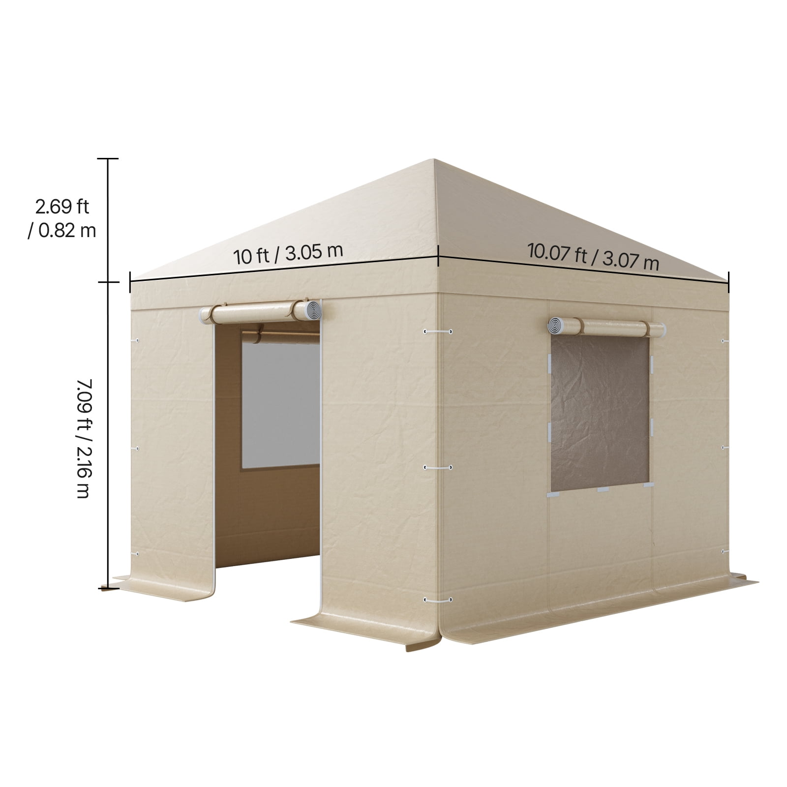 KFFKFF Winter Gazebo Cover for 10 x 10 ft Hardtop Gazebos 180G PE Waterproof Material All-Weather Enclosed Canopy Cover