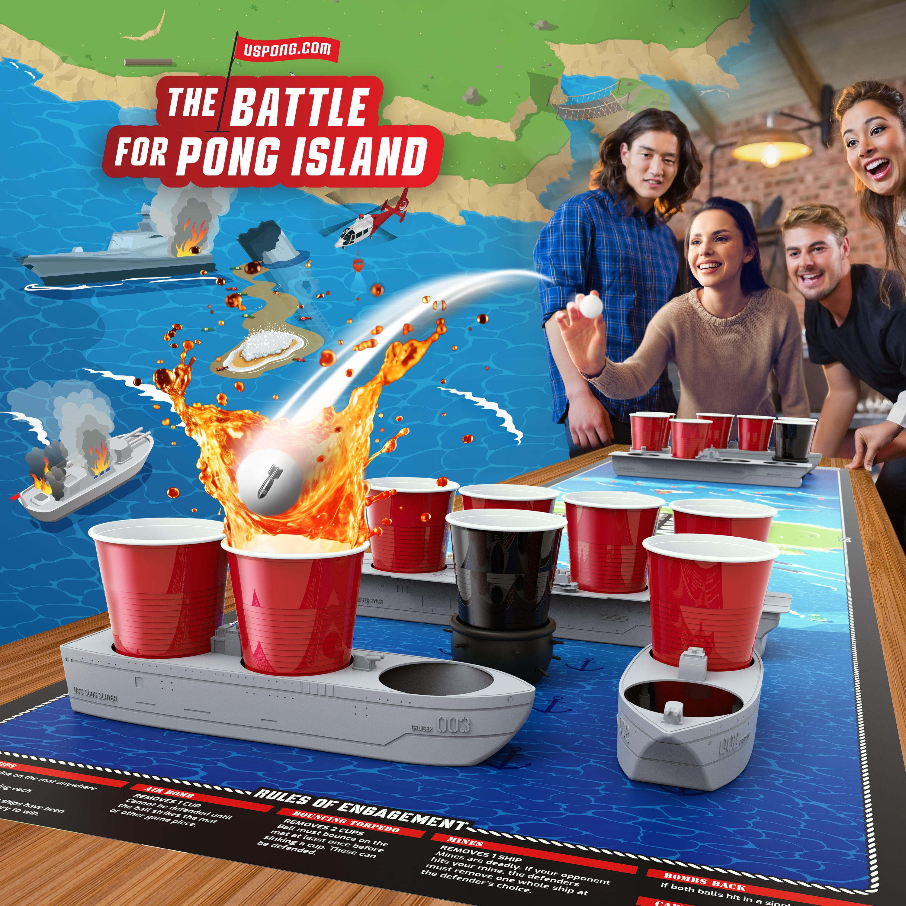 BattlePong, Tabletop Pong Party Game, for All Ages, by MinnARK
