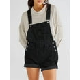 thumbnail image 4 of Women Denim Shorts Overalls Summer Casual Loose Fit Adjustable Rompers Jean Jumpsuit Bib Shortalls Black S, 4 of 9