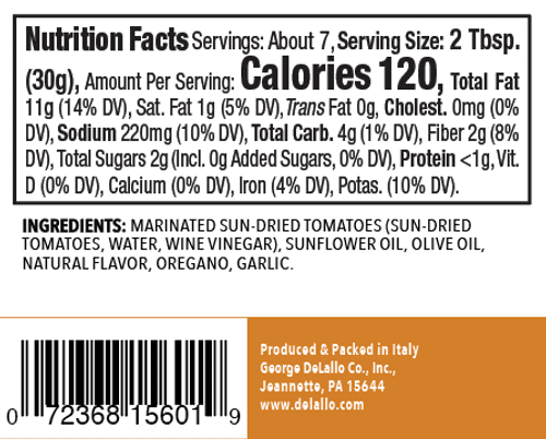 (Pack of 6), Delallo Sun-Dried Tomato Bruschetta, 7.05 oz