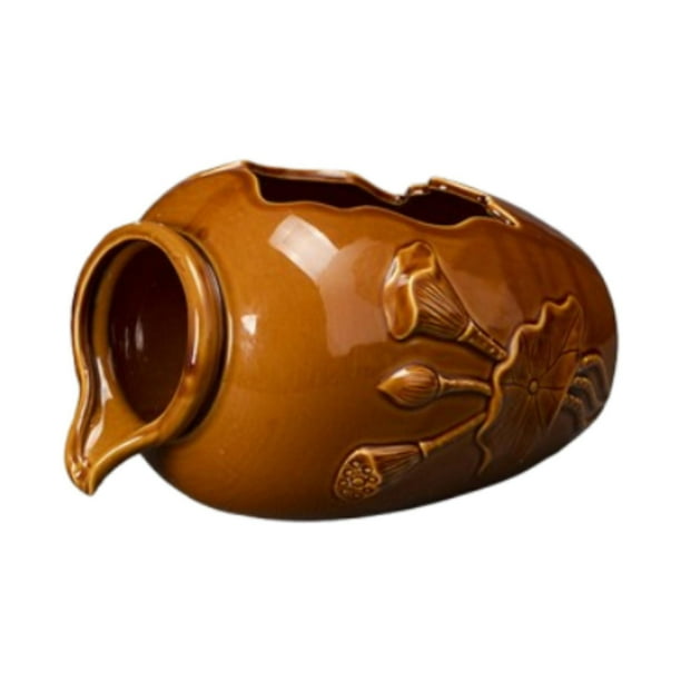 Jarrón de cerámica con fuente circulante, decorativo para acuario, vintage, con agua corriente. M