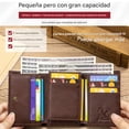 thumbnail image 4 of Tonnylam Cartera de cuero genuino para hombre con ranura para varias tarjetas, cartera informal de moda con ranura para álbum de fotos, cepillo antirrobo, clip para dinero, 4 of 8