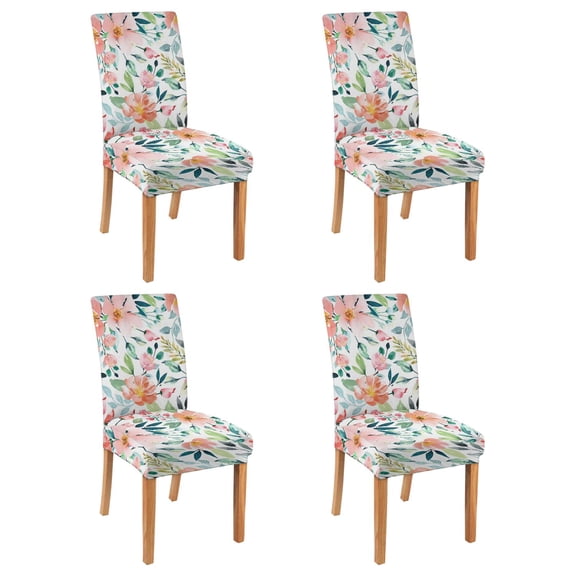 4 Pcs Dining Chair Slipcover Spandex Super Fit Stretch Removable Washable Kitchen Chair Slipcovers for Home Party Hotel Wedding Ceremony, Universal Size (Pioneer Flower)