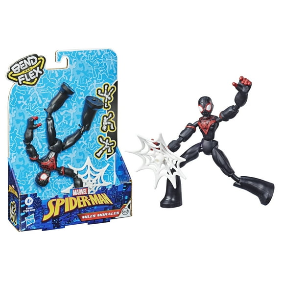 Marvel Spider-Man Bend and Flex Miles Morales Action Figure, 6-Inch Flexible Figure, Includes Web Accessory, Ages 4 And