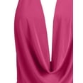 thumbnail image 5 of J. METHOD Women's Sleeveless Halter Neck Lightweight Low Cut Deep V Neck Sexy Draped Backless Top Blouse NEWT07 Fuchsia S, 5 of 6