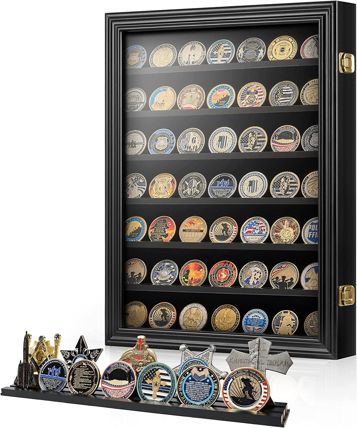 Medallion Medal Challenge Coin Chip Display Case Stand Holder Magic Suspension Box White - Square Shape Shadow Box DisplayGifts 3D Floating Frame 