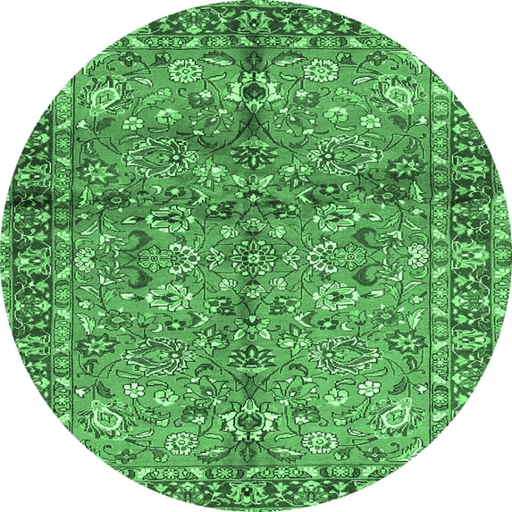 Ahgly Company Indoor Round Abstract Emerald Green Contemporary Area Rugs, 3' Round