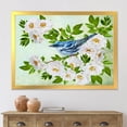 thumbnail image 3 of Designart 'Little Blue Bird Sitting On A Branch of White Rose Plant' Traditional Framed Art Print, 3 of 4