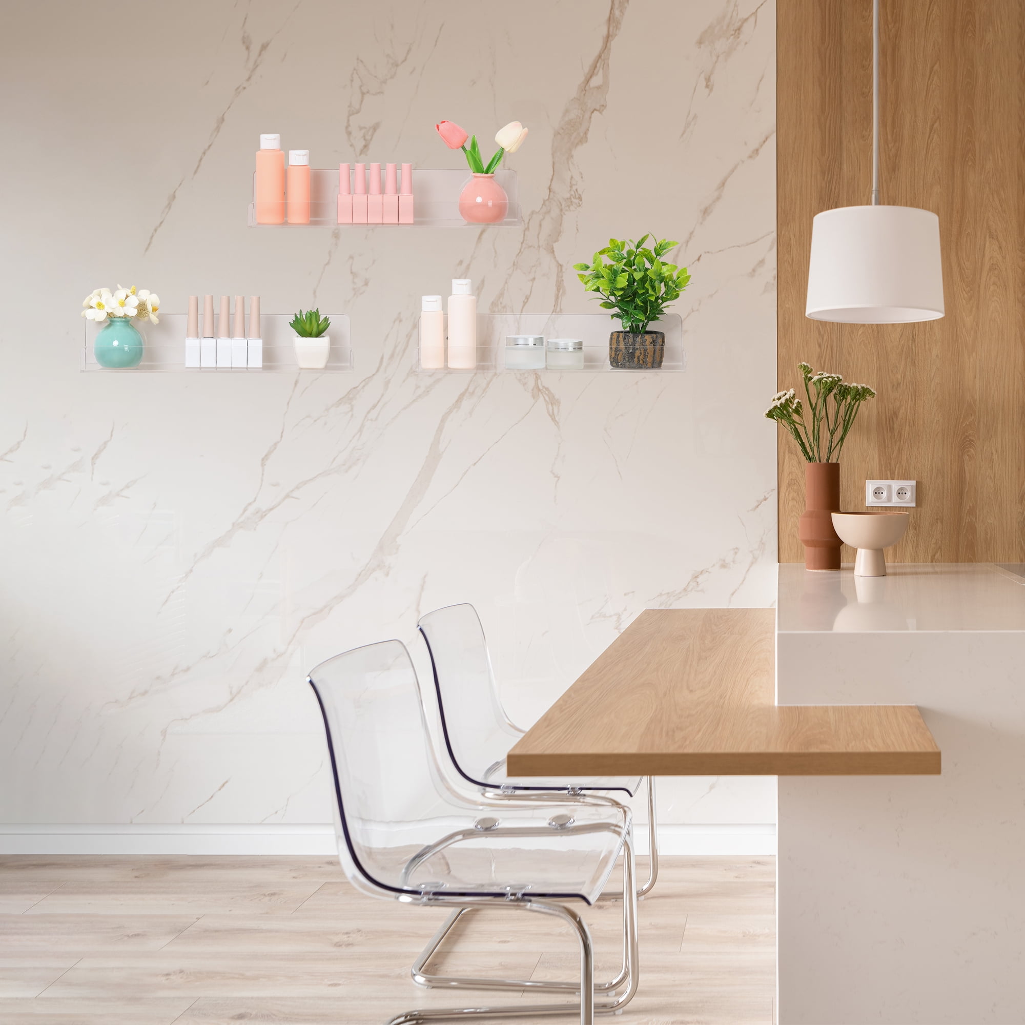 Unique Bargains Acrylic Floating Shelves for Wall Clear Acrylic Shelves Wall Display Shelf Clear 3
