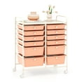 thumbnail image 1 of Gymax 12-Drawer Rolling Storage Cart w/ 2 Sizes Plastic Drawers Skin Pink, 1 of 10