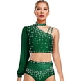 thumbnail image 1 of iiniim Women Shiny Rhinestone Dance Top Ballet Dance Adult Contemporary Shiny Crop Tops Green M, 1 of 5